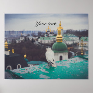 Póster Paloma blanca en monasterio ortodoxo en Kiev