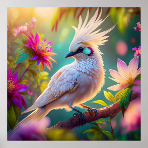 Póster Paloma de Fantasía con Pluma Crestada Juvenil