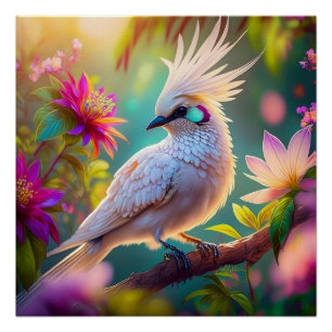 Póster Paloma de Fantasía con Pluma Crestada Juvenil