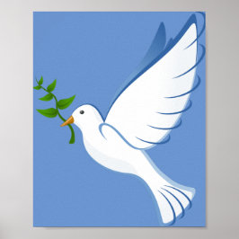 Póster paloma de oliva voladora de paz