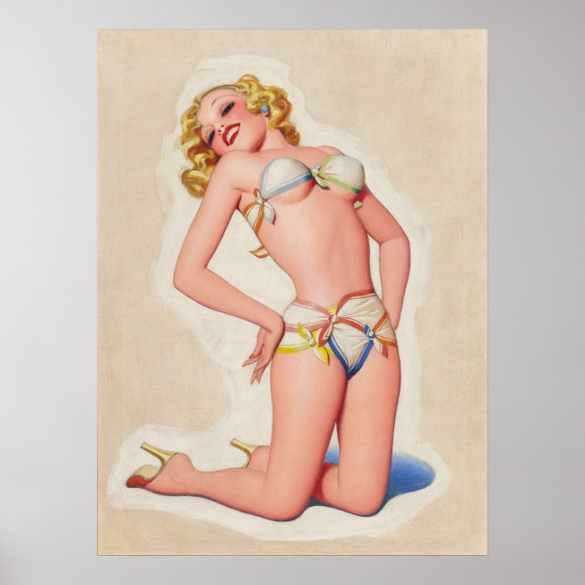 Póster Paloma de pulpa en pinup de bikini (Frente)