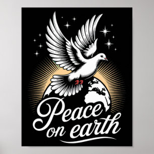 Póster Paloma y globo de paz en la tierra Navidad pacífic
