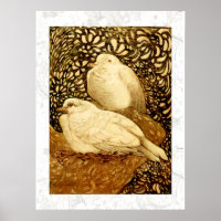 PALOMAS BLANCAS EN SEPIA MARRÓN
