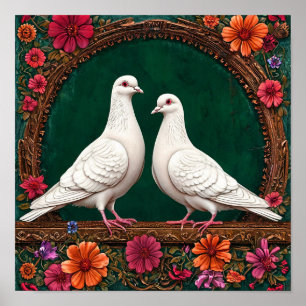 Póster Palomas de Boda Pacíficas Aman la Armonía 🕊️💞🌿✨