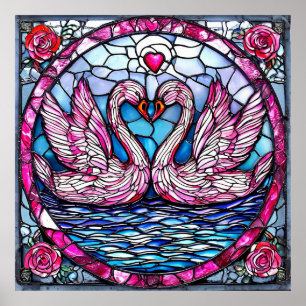 Póster Palomas de boda romántica volando historia de amor