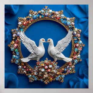 Póster Palomas de Boda Románticas Cielo Pacífico 🕊️💖☁️✨