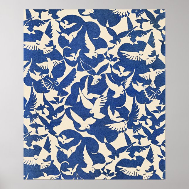 Póster Palomas en Blanco y Azul (Frente)