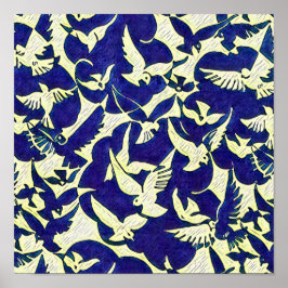 Póster Palomas en el vuelo