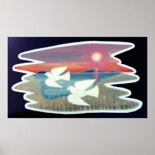 Póster Palomas en el vuelo