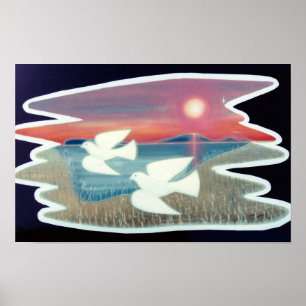 Póster Palomas en Vuelo