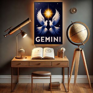 Póster Palomas Géminis del Zodiaco en Armonía