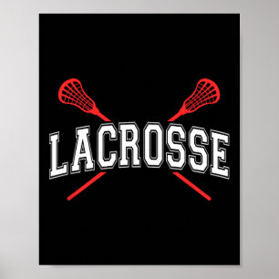 Póster Palos Cruzados Rojos De La Camisa Lacrosse Para Jó