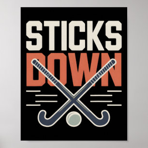 Póster Palos de defensa de hockey sobre césped hacia abaj