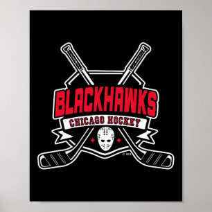 Póster Palos de Hockey Chicago Blackhawks Negros Oficiale