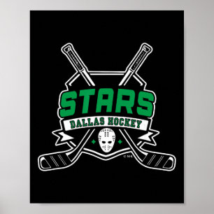 Póster Palos de Hockey Dallas Stars Negro Oficialmente Li