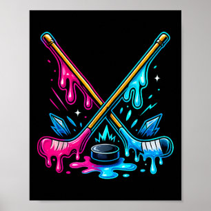 Póster Palos de Hockey Helado de Crema Goteo Hockey sobre