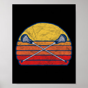 Póster Palos de Lacrosse Cruzados Vintage X Atardecer de