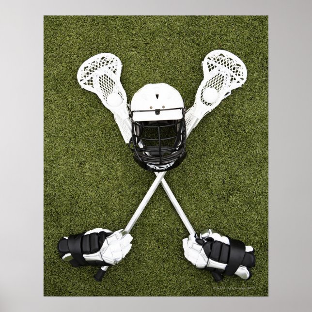 Póster Palos, guantes, bolas y casco deportivo de Lacross (Frente)