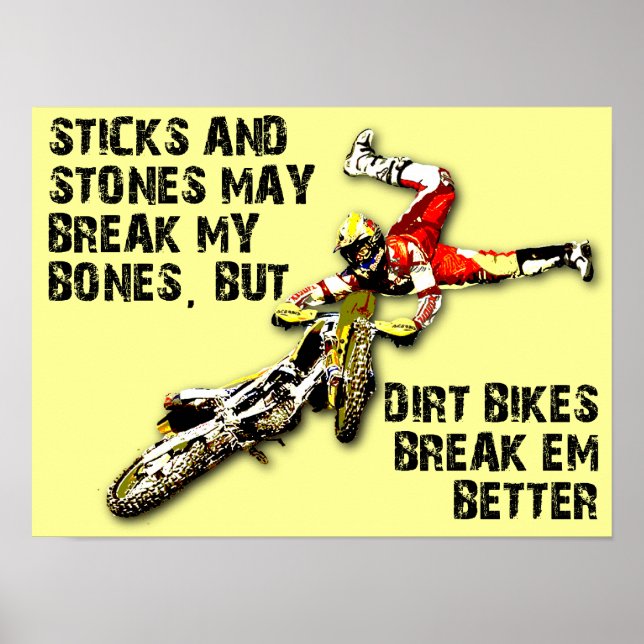 Póster Palos Y Piedras Sucios Bicicletas Motocross Funny  (Frente)