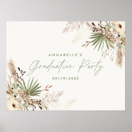 Póster Pampas de graduación presupuestaria moderno botáni