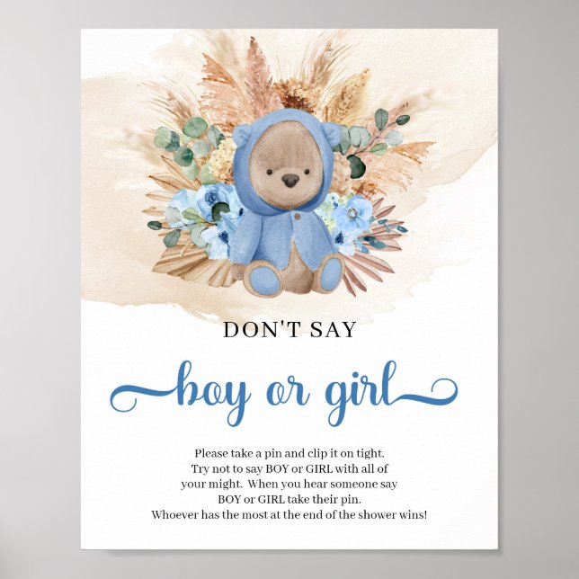 Póster Pampas de oso de peluche tropical No digas NIÑO o  (Frente)