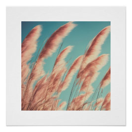 Póster Pampas estéticas rosas