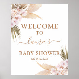 Póster Pampas Grass Baby Shower Welcome sign