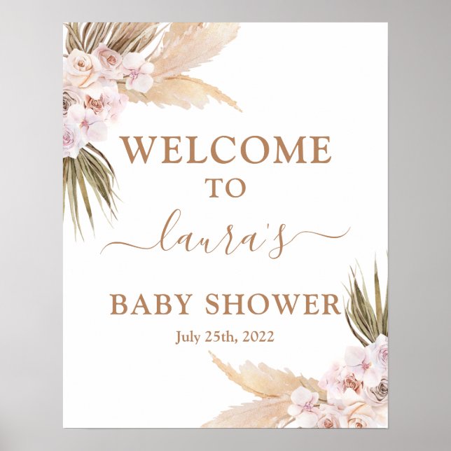 Póster Pampas Grass Baby Shower Welcome sign (Frente)