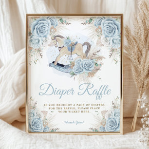 Póster Pampas Grass Blue Floral Rockefeller Diaper