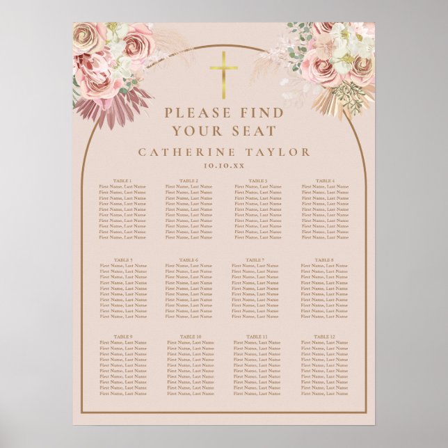 Póster Pampas Grass Christian Event Seating Chart (Frente)