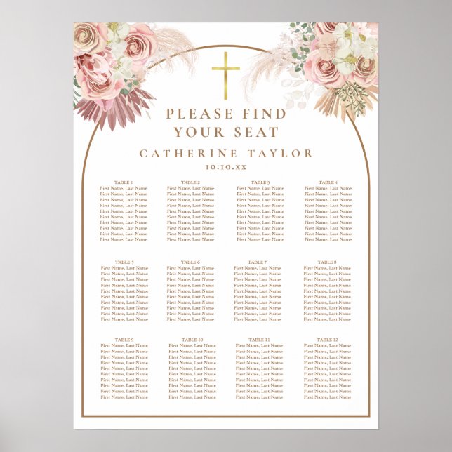 Póster Pampas Grass Christian Event Seating Chart (Frente)