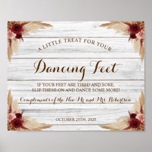 Póster Pampas Grass Dancing Fets Flip Flops Boda Rótulo