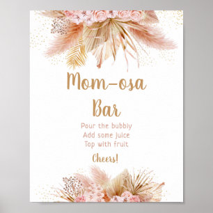 Póster Pampas Grass Gold Floral Baby Shower Mimosa Bar