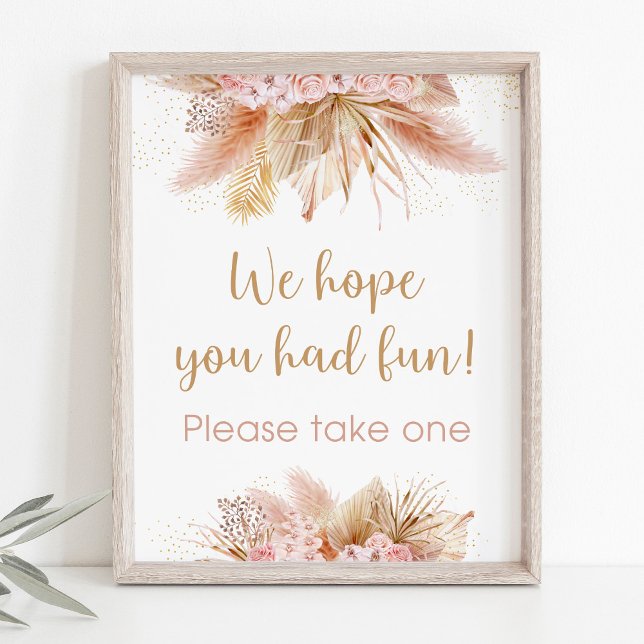 Póster Pampas Grass Pink Floral Baby Shower Favor Rótulo (Subido por el creador)