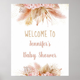 Póster Pampas Grass Pink Gold Floral Baby Shower