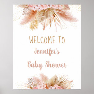 Póster Pampas Grass Pink Gold Floral Baby Shower