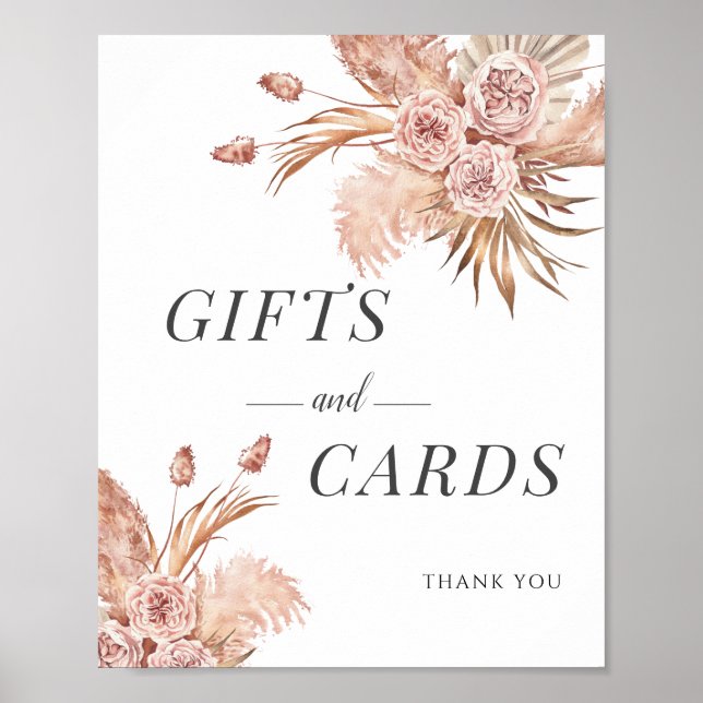 Póster Pampas Grass Watercolor Floral Cards Gifts Boda (Frente)