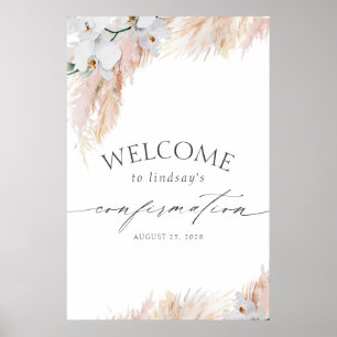 Póster Pampas Grass White Orchids Confirmation Welcome