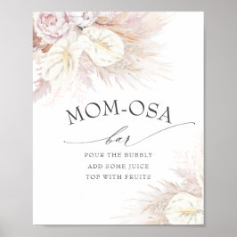 Póster Pampas Grass y Anthuriums Mom-osa Bar Rótulo