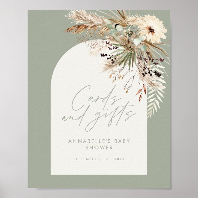 Póster Pampas para la ducha de bebé de presupuesto tarjet (Frente)