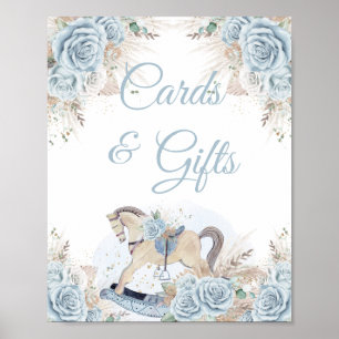 Póster Pampas Regalos de Tarjetas de Caballos Florales Az