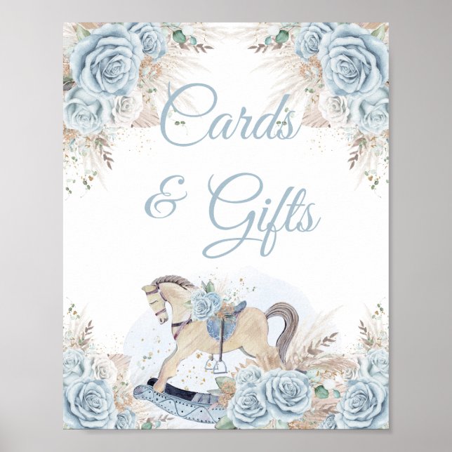 Póster Pampas Regalos de Tarjetas de Caballos Florales Az (Frente)