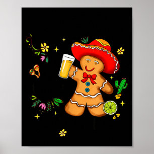 Póster Pan de Jengibre Mexicano de Navidad Arriba Abajo A