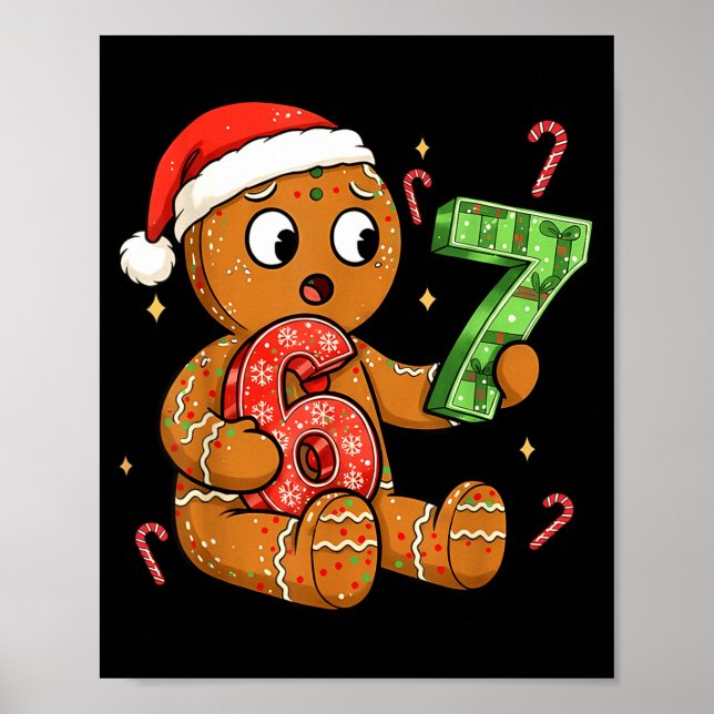 Póster Pan de Jengibre Seis Siete 67 Meme 6 7 Navidad Div (Frente)