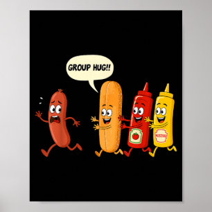 Póster Pan de salchicha de abrazo grupal Chup Mostaza Per