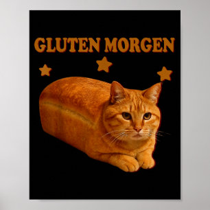 Póster Pan Divertido Gato Meme Gluten Morgen Humor Gráfic