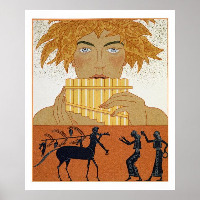 Póster Pan Piper, ilustracion de 'Les Mythes' de Paul (Frente)