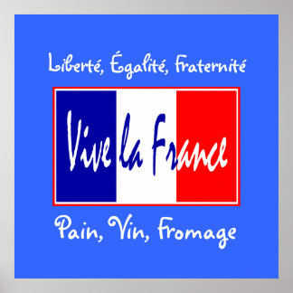Póster Pan, vino, cocina de quesos esenciales franceses