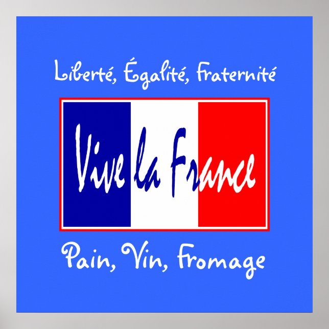 Póster Pan, vino, cocina de quesos esenciales franceses (Frente)