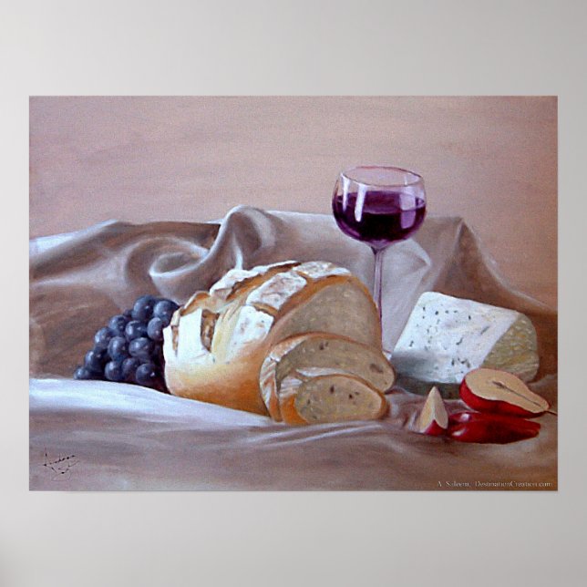 Póster Pan y queso con Merlot (Frente)